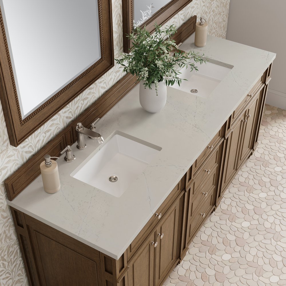 James Martin - Bristol 72" Double Vanity, Saddle Brown, w/ 3 CM Siberian Silestone Top - 157-V72-SBR-3SFR view 6