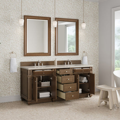 James Martin - Bristol 72" Double Vanity, Saddle Brown, w/ 3 CM Siberian Silestone Top w/FreePower Wireless Charger - 157-V72-SBR-FSFR view 4