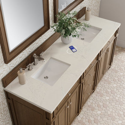 James Martin - Bristol 72" Double Vanity, Saddle Brown, w/ 3 CM Siberian Silestone Top w/FreePower Wireless Charger - 157-V72-SBR-FSFR view 6