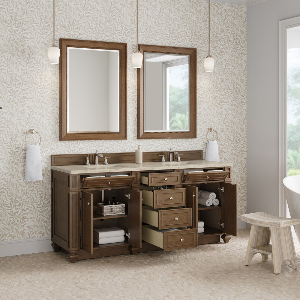 James Martin - Bristol 72" Double Vanity, Saddle Brown, w/ 3 CM Tajnar Eclos Top - 157-V72-SBR-3TJR view 4