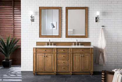 James Martin - Bristol 72" Double Vanity, Saddle Brown w/ 3 CM White Zeus Silestone Top - 157-V72-SBR-3WZ view 2