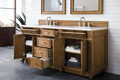 James Martin - Bristol 72" Double Vanity, Saddle Brown w/ 3 CM White Zeus Silestone Top - 157-V72-SBR-3WZ view 4