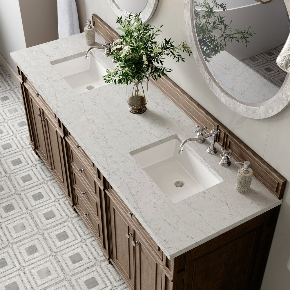 James Martin - Bristol 72" Double Vanity, Whitewashed Walnut w/ 3 CM Eternal Jasmine Pearl Silestone Top - 157-V72-WW-3EJP view 5