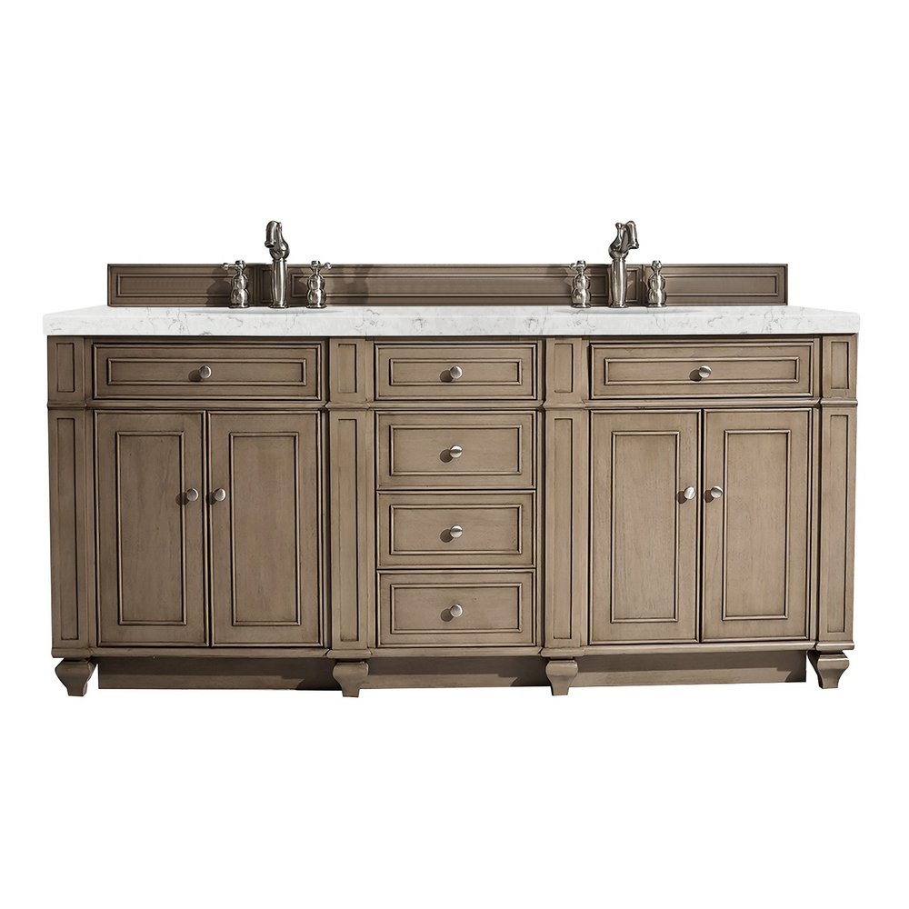 James Martin - Bristol 72" Double Vanity, Whitewashed Walnut w/ 3 CM Eternal Jasmine Pearl Silestone Top w/FreePower Wireless Charger - 157-V72-WW-FEJP view 1