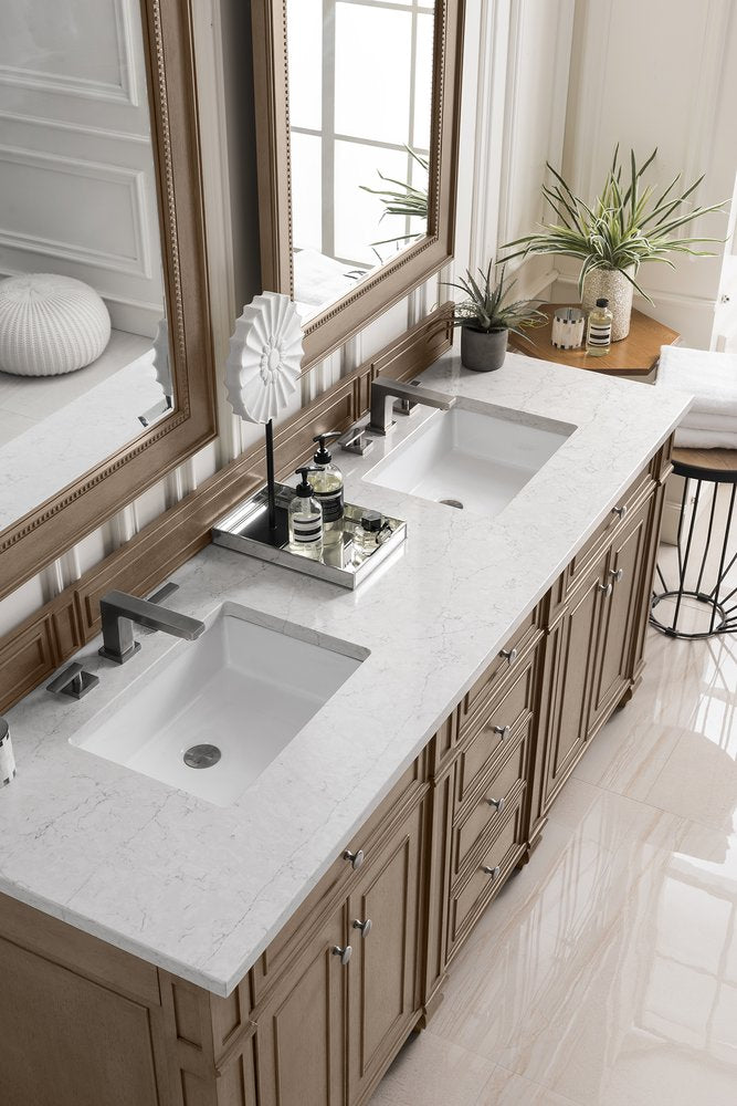 James Martin - Bristol 72" Double Vanity, Whitewashed Walnut w/ 3 CM Eternal Jasmine Pearl Silestone Top w/FreePower Wireless Charger - 157-V72-WW-FEJP view 3