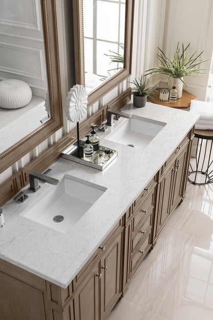 James Martin - Bristol 72" Double Vanity, Whitewashed Walnut w/ 3 CM Eternal Jasmine Pearl Silestone Top w/FreePower Wireless Charger - 157-V72-WW-FEJP view 3