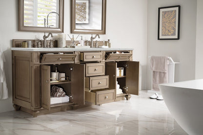 James Martin - Bristol 72" Double Vanity, Whitewashed Walnut w/ 3 CM Eternal Jasmine Pearl Silestone Top w/FreePower Wireless Charger - 157-V72-WW-FEJP view 4