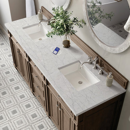 James Martin - Bristol 72" Double Vanity, Whitewashed Walnut w/ 3 CM Eternal Jasmine Pearl Silestone Top w/FreePower Wireless Charger - 157-V72-WW-FEJP view 6