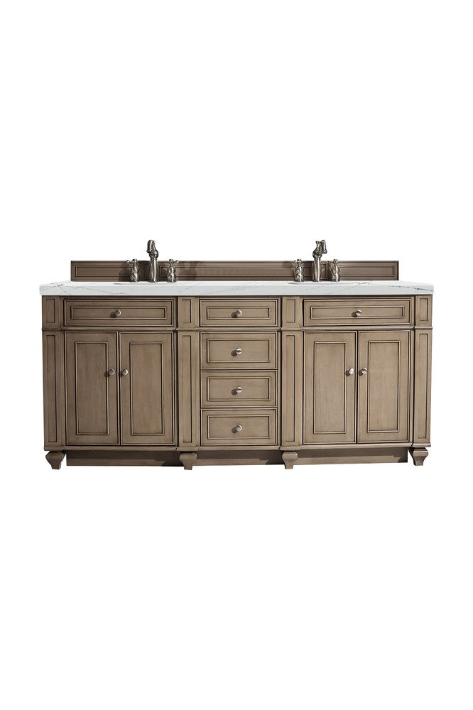 James Martin - Bristol 72" Double Vanity, Whitewashed Walnut w/ 3 CM Ethereal Noctis Silestone Top w/FreePower Wireless Charger - 157-V72-WW-FENC view 1