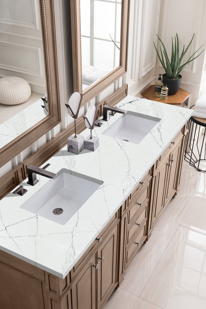James Martin - Bristol 72" Double Vanity, Whitewashed Walnut w/ 3 CM Ethereal Noctis Silestone Top w/FreePower Wireless Charger - 157-V72-WW-FENC view 3