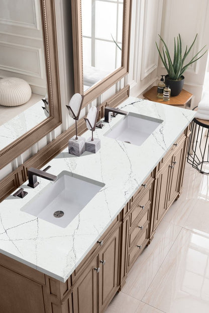 James Martin - Bristol 72" Double Vanity, Whitewashed Walnut w/ 3 CM Ethereal Noctis Silestone Top w/FreePower Wireless Charger - 157-V72-WW-FENC view 3