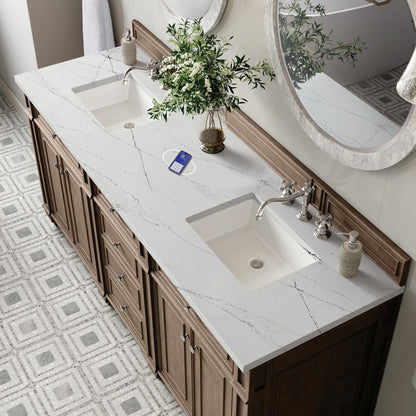 James Martin - Bristol 72" Double Vanity, Whitewashed Walnut w/ 3 CM Ethereal Noctis Silestone Top w/FreePower Wireless Charger - 157-V72-WW-FENC view 6