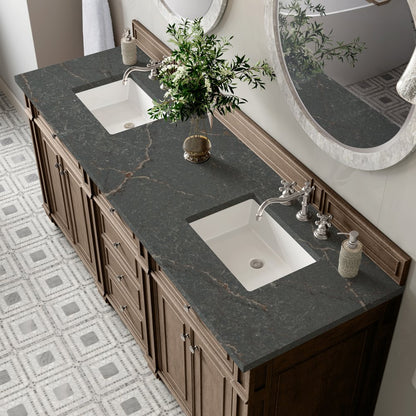 James Martin - Bristol 72" Double Vanity, Whitewashed Walnut w/ 3 CM Parisien Bleu Silestone Top - 157-V72-WW-3PBL view 6