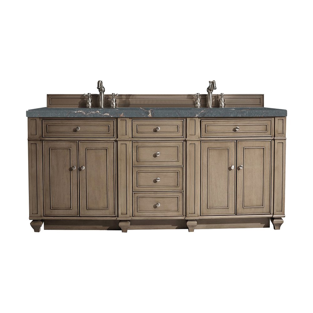James Martin - Bristol 72" Double Vanity, Whitewashed Walnut w/ 3 CM Parisien Bleu Silestone Top w/FreePower Wireless Charger - 157-V72-WW-FPBL view 1