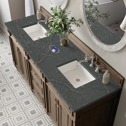 James Martin - Bristol 72" Double Vanity, Whitewashed Walnut w/ 3 CM Parisien Bleu Silestone Top w/FreePower Wireless Charger - 157-V72-WW-FPBL view 6