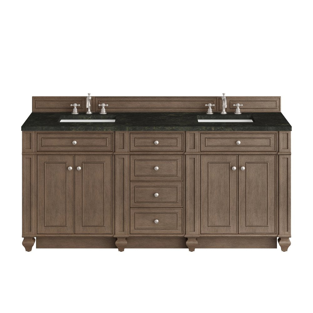 James Martin - Bristol 72" Double Vanity, Whitewashed Walnut, w/ 3 CM Phantome Eclos Top - 157-V72-WW-3PHT view 1