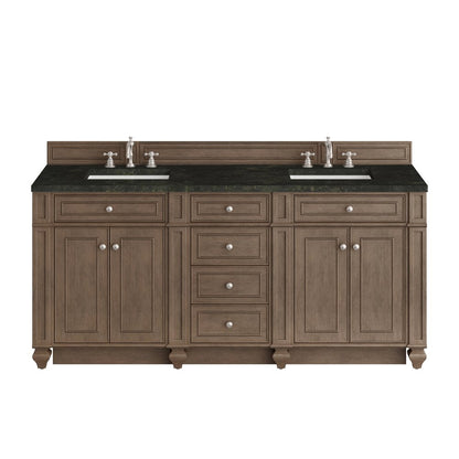 James Martin - Bristol 72" Double Vanity, Whitewashed Walnut, w/ 3 CM Phantome Eclos Top - 157-V72-WW-3PHT view 1