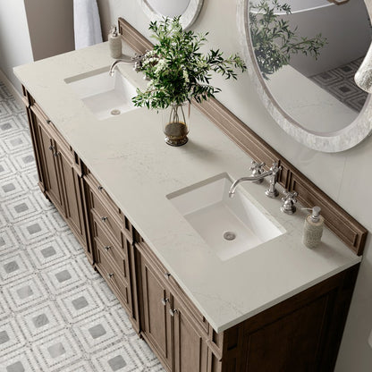 James Martin - Bristol 72" Double Vanity, Whitewashed Walnut, w/ 3 CM Siberian Silestone Top - 157-V72-WW-3SFR view 6