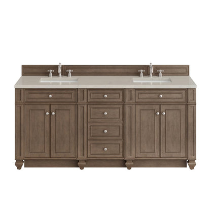 James Martin - Bristol 72" Double Vanity, Whitewashed Walnut, w/ 3 CM Siberian Silestone Top w/FreePower Wireless Charger - 157-V72-WW-FSFR view 1