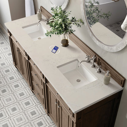 James Martin - Bristol 72" Double Vanity, Whitewashed Walnut, w/ 3 CM Siberian Silestone Top w/FreePower Wireless Charger - 157-V72-WW-FSFR view 6