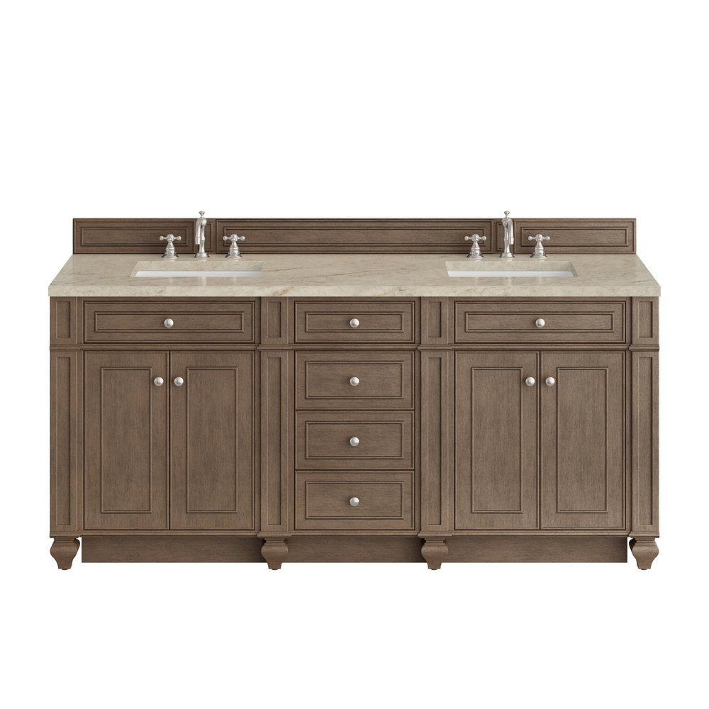 James Martin - Bristol 72" Double Vanity, Whitewashed Walnut, w/ 3 CM Tajnar Eclos Top - 157-V72-WW-3TJR view 1