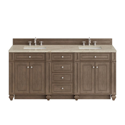 James Martin - Bristol 72" Double Vanity, Whitewashed Walnut, w/ 3 CM Tajnar Eclos Top w/FreePower Wireless Charger - 157-V72-WW-FTJR view 1