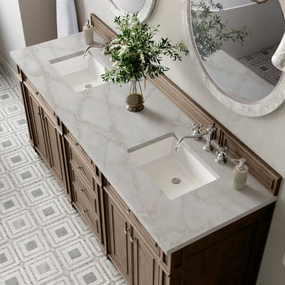 James Martin - Bristol 72" Double Vanity, Whitewashed Walnut w/ 3 CM Victorian Silver Silestone Top - 157-V72-WW-3VSL view 5