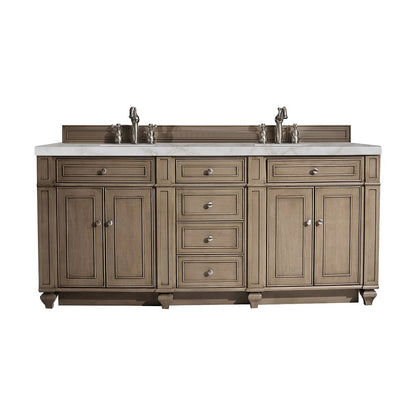 James Martin - Bristol 72" Double Vanity, Whitewashed Walnut w/ 3 CM Victorian Silver Silestone Top w/FreePower Wireless Charger - 157-V72-WW-FVSL view 1