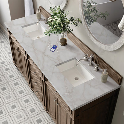 James Martin - Bristol 72" Double Vanity, Whitewashed Walnut w/ 3 CM Victorian Silver Silestone Top w/FreePower Wireless Charger - 157-V72-WW-FVSL view 6