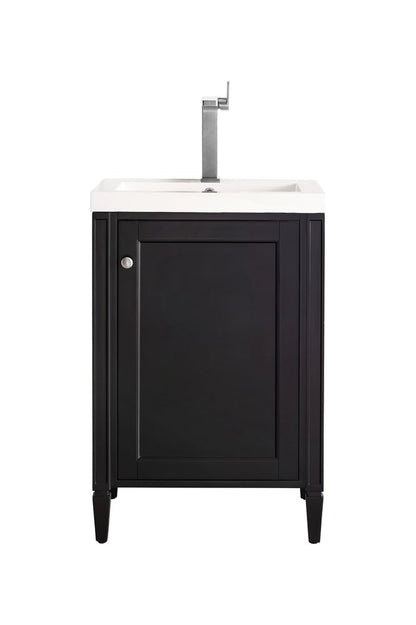 James Martin - Britannia 24" Single Vanity, Black Onyx w/ White Glossy Composite Stone Top - E652V24BKOWG view 1