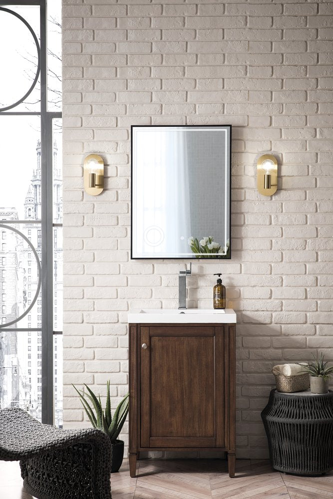 James Martin - Britannia 24" Single Vanity, Mid-Century Acacia w/ White Glossy Composite Stone Top - E652V24MCAWG view 2