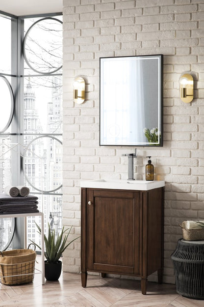 James Martin - Britannia 24" Single Vanity, Mid-Century Acacia w/ White Glossy Composite Stone Top - E652V24MCAWG view 4