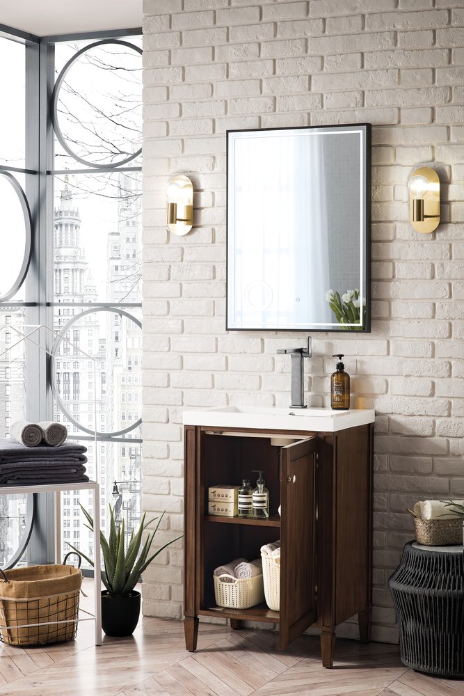 James Martin - Britannia 24" Single Vanity, Mid-Century Acacia w/ White Glossy Composite Stone Top - E652V24MCAWG view 5
