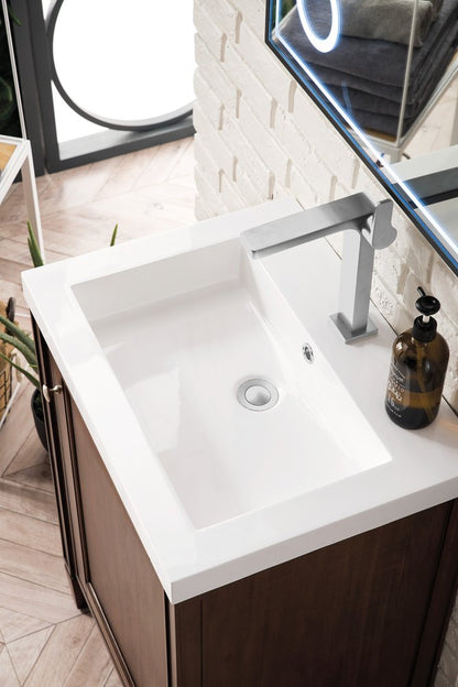 James Martin - Britannia 24" Single Vanity, Mid-Century Acacia w/ White Glossy Composite Stone Top - E652V24MCAWG view 8