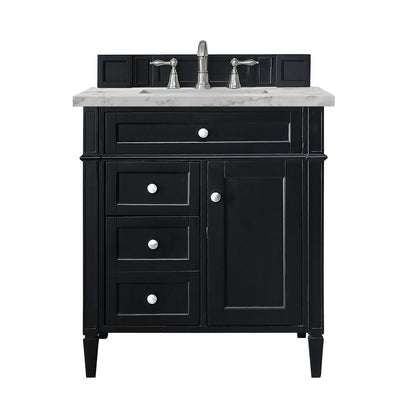 James Martin - Brittany 30" Single Vanity, Black Onyx w/ 3 CM Carrara Marble Top - 650-V30-BKO-3CAR view 1