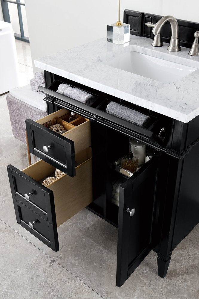 James Martin - Brittany 30" Single Vanity, Black Onyx w/ 3 CM Carrara Marble Top - 650-V30-BKO-3CAR view 5
