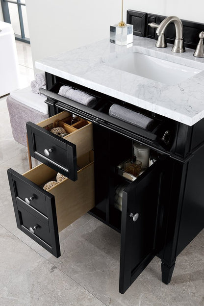 James Martin - Brittany 30" Single Vanity, Black Onyx w/ 3 CM Carrara Marble Top - 650-V30-BKO-3CAR view 5