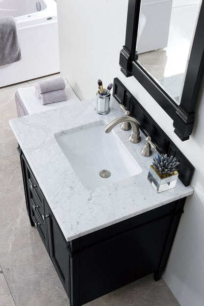 James Martin - Brittany 30" Single Vanity, Black Onyx w/ 3 CM Carrara Marble Top - 650-V30-BKO-3CAR view 7