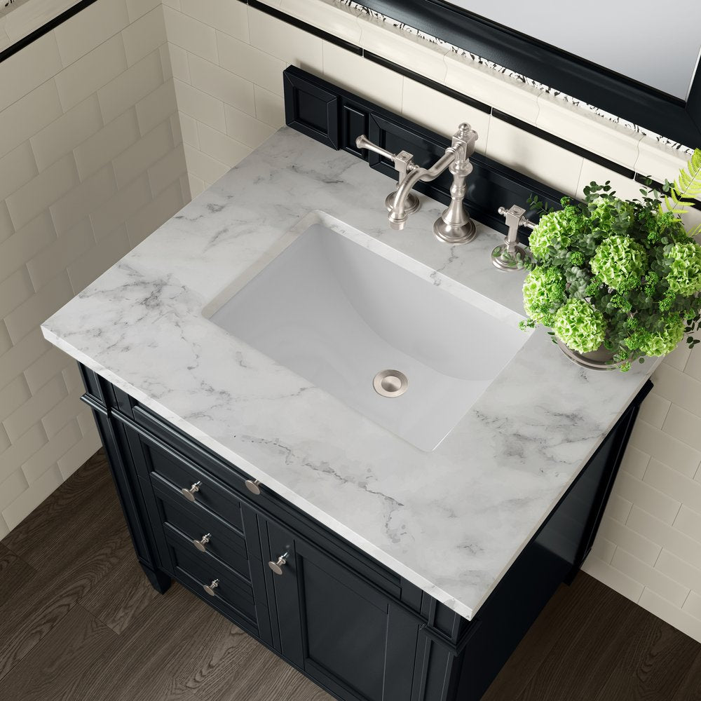 James Martin - Brittany 30" Single Vanity, Black Onyx w/ 3 CM Carrara Marble Top - 650-V30-BKO-3CAR view 8