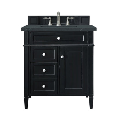 James Martin - Brittany 30" Single Vanity, Black Onyx, w/ 3 CM Charcoal Soapstone Silestone Top - 650-V30-BKO-3CSP view 1