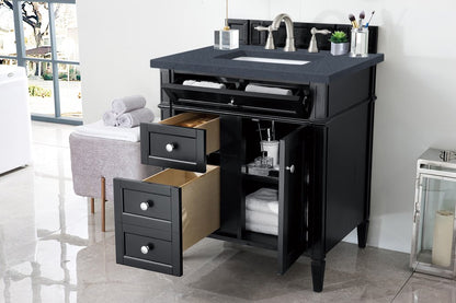 James Martin - Brittany 30" Single Vanity, Black Onyx, w/ 3 CM Charcoal Soapstone Silestone Top - 650-V30-BKO-3CSP view 4
