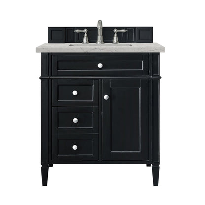 James Martin - Brittany 30" Single Vanity, Black Onyx, w/ 3 CM Eternal Jasmine Pearl Silestone Top - 650-V30-BKO-3EJP view 1