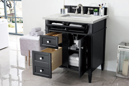 James Martin - Brittany 30" Single Vanity, Black Onyx, w/ 3 CM Eternal Jasmine Pearl Silestone Top - 650-V30-BKO-3EJP view 4
