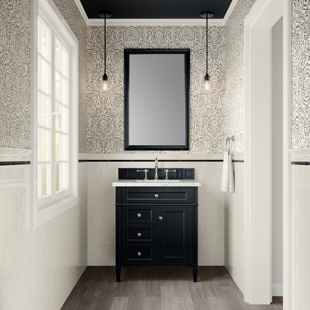 James Martin - Brittany 30" Single Vanity, Black Onyx, w/ 3 CM Ethereal Noctis Silestone Top - 650-V30-BKO-3ENC view 2