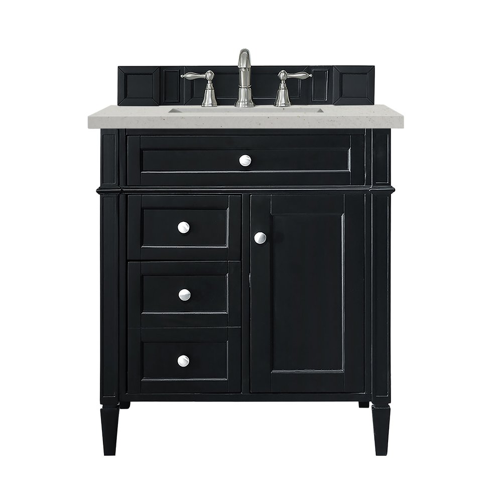 James Martin - Brittany 30" Single Vanity, Black Onyx, w/ 3 CM Lime Delight Silestone Top - 650-V30-BKO-3LDL view 1
