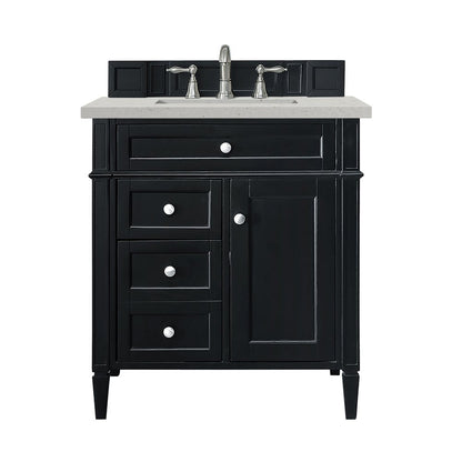 James Martin - Brittany 30" Single Vanity, Black Onyx, w/ 3 CM Lime Delight Silestone Top - 650-V30-BKO-3LDL view 1