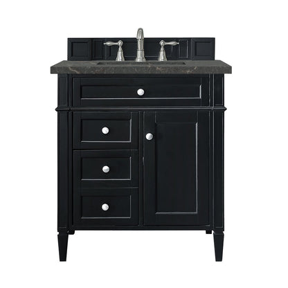 James Martin - Brittany 30" Single Vanity, Black Onyx, w/ 3 CM Parisien Bleu Silestone Top - 650-V30-BKO-3PBL view 1