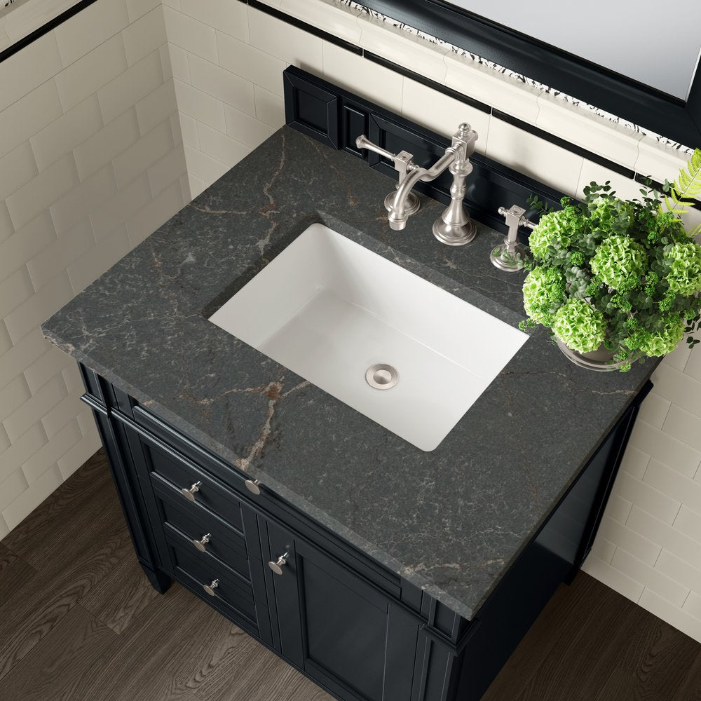 James Martin - Brittany 30" Single Vanity, Black Onyx, w/ 3 CM Parisien Bleu Silestone Top - 650-V30-BKO-3PBL view 5