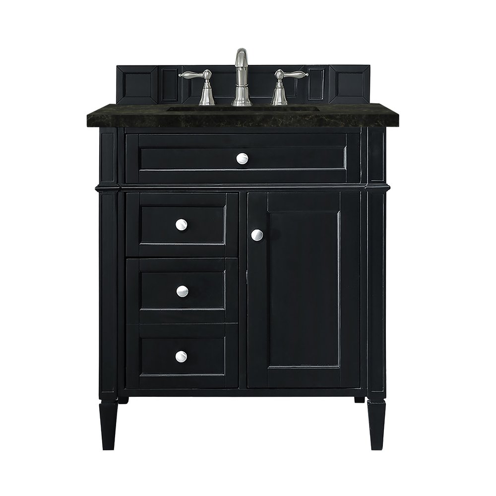 James Martin - Brittany 30" Single Vanity, Black Onyx, w/ 3 CM Phantome Eclos Top - 650-V30-BKO-3PHT view 1