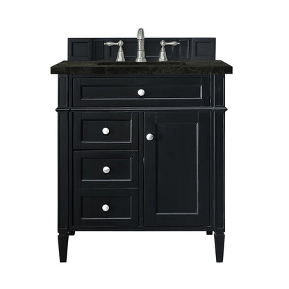 James Martin - Brittany 30" Single Vanity, Black Onyx, w/ 3 CM Phantome Eclos Top - 650-V30-BKO-3PHT view 1